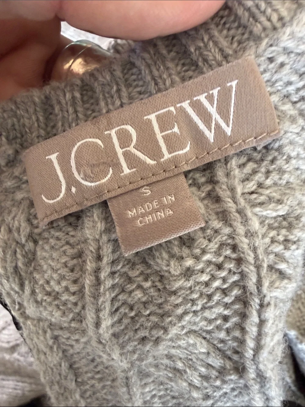 J.Crew Neutral grey Cable Knit Sweater - black back bow tie